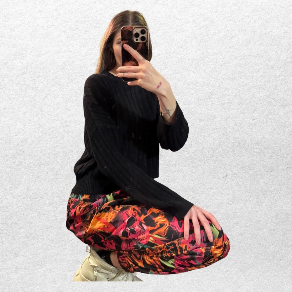 Skull & Flames Graphic Print Joggers